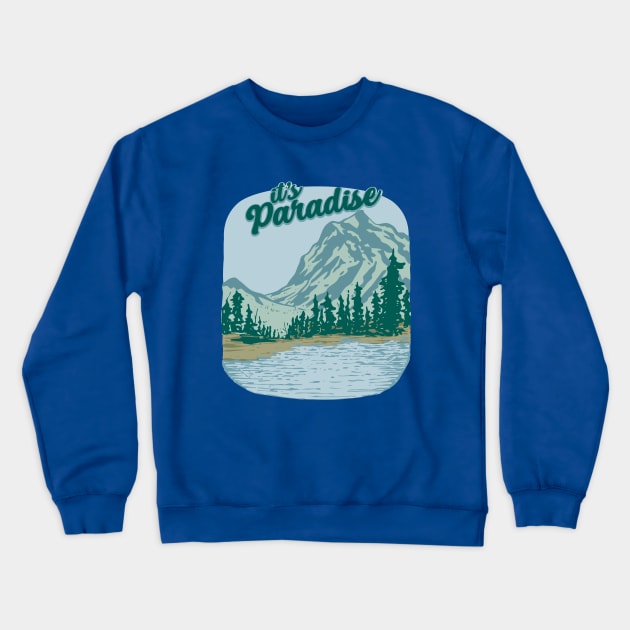 Mountain landscape Paradise Crewneck Sweatshirt by Mako Design 